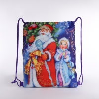 Новый год 2025. Новогодний мешок для подарков на шнурке «Дед Мороз и Снегурочка», цвет синий/разноцветный Новый год 2025. Новогодний мешок для подарков на шнурке «Дед Мороз и Снегурочка», цвет синий/разноцветный