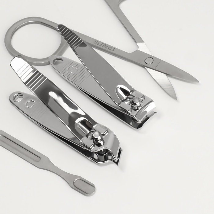 Набор маникюрный «Роспись», 6 предметов, в футляре, красный, белый Набор маникюрный «Роспись», 6 предметов, в футляре, красный, белый