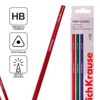 Карандаш чернографитных ErichKrause &laquo;Deep Classic triangular&raquo;, НВ, грифель d=2.2 мм, дерево, трёхгранный, в тубусе, МИКС