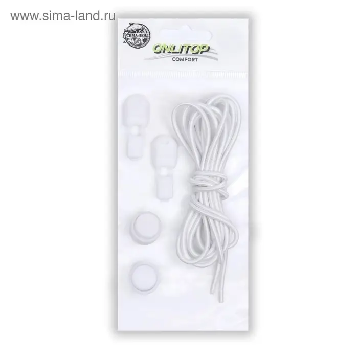 Шнурки для обуви, пара, круглые, с фиксатором, эластичные, d=3 мм, 100 см, белые