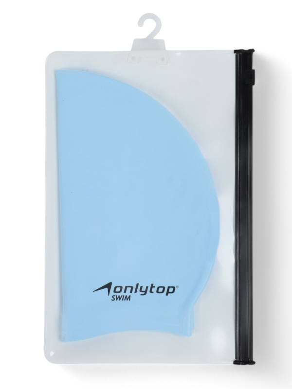 Шапочка для плавания силиконовая 49 гр, цвет голубой