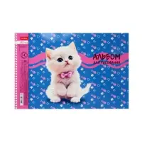 Альбом д/рис А4 40л на спирали Hatber "Мы-котики!", выб лак, перфорац, 4В МИКС