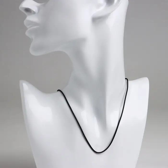 Шнурок каучуковый d=1.5 мм, 45 см с удлинителем, чёрный