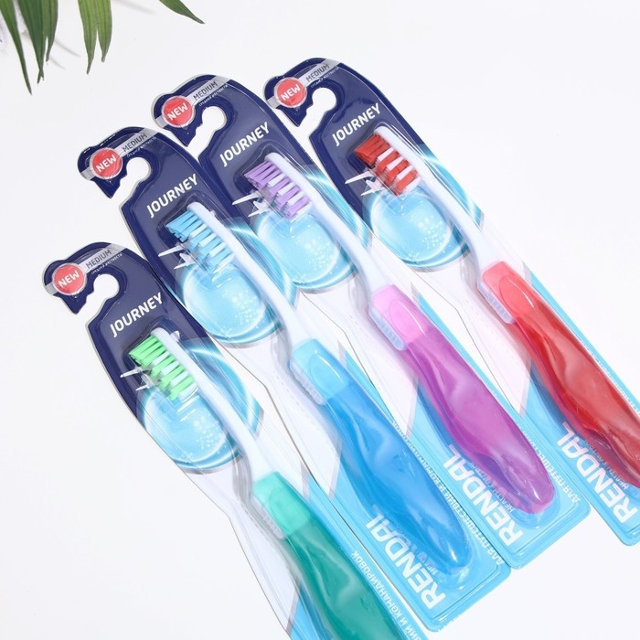Зубная щётка Rendall Journey, средней жёсткости, складная, микс, 1 шт.