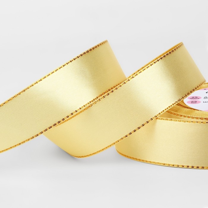 Лента атласная &laquo;Золотые нити&raquo;, 25 мм &times; 23 &plusmn; 1 м, цвет бежевый №087