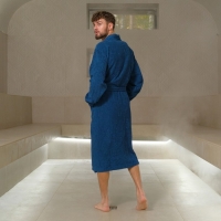 Халат махровый мужской &laquo;Глава семьи&raquo;, размер 56-58, цвет синий