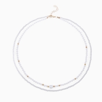 Бусы с жемчугом &laquo;Бусина&raquo; два ряда №4+6, цвет белый в золоте, 50 см