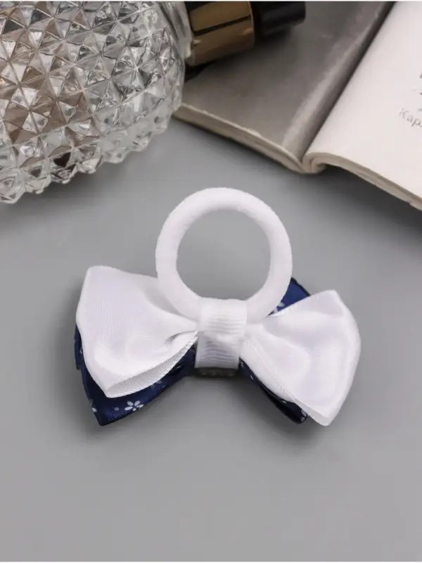 Резинка для волос &laquo;Школьница&raquo;, бант микс, 6 см, бело-синий, МИКС