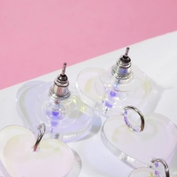 Серьги акрил &laquo;Сияние&raquo; ряд сердечек, цвет голубой