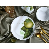 Тарелка керамическая &laquo;Сочный лайм&raquo;, 22.5 см, цвет белый