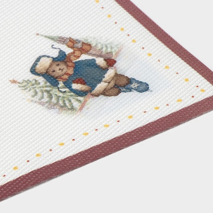 Салфетки новогодние на стол Доляна &laquo;Московский мишка&raquo;, 4 шт, сервировочная, 45&times;30 см