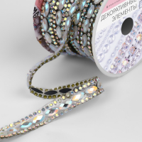 Стразы термоклеевые &laquo;Овалы&raquo;, ширина - 9 мм, 4,5 &plusmn; 0,5 м, цвет серебряный