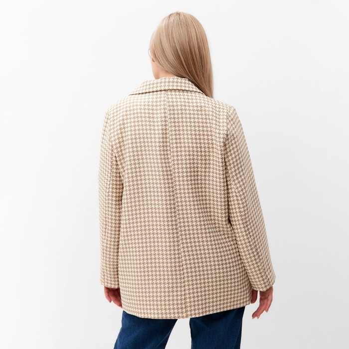 Пиджак женский, цвет светло-бежевый, гусиная лапка, размер 56 Пиджак женский, цвет светло-бежевый, гусиная лапка, размер 56