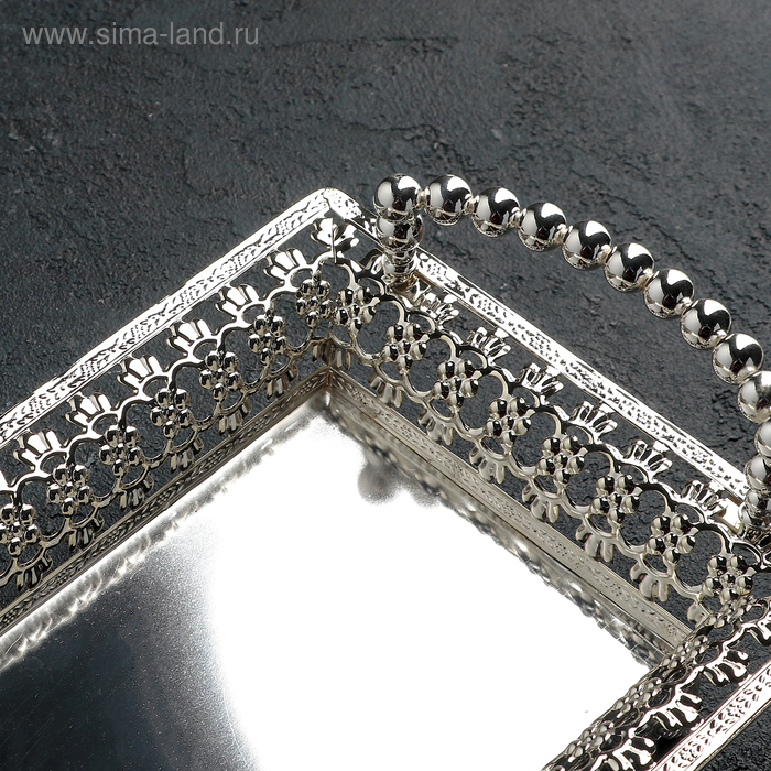 Поднос сервировочный &laquo;Серебряный жемчуг&raquo;, 28&times;18 см, цвет серебряный