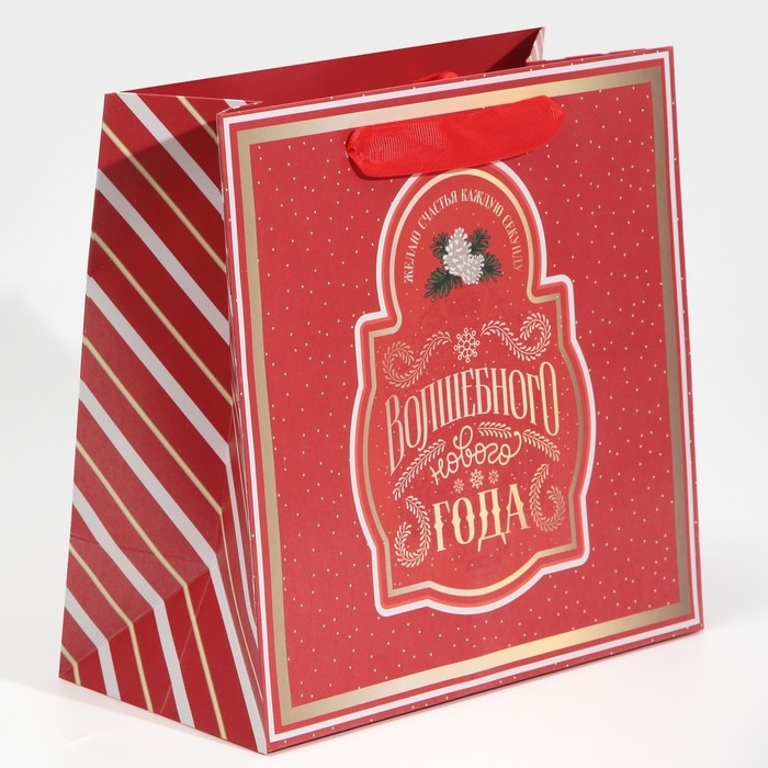 Пакет подарочный новогодний ламинированный квадратный &laquo;Вера в чудеса&raquo;, 22 х 22 х 11 см, Новый год