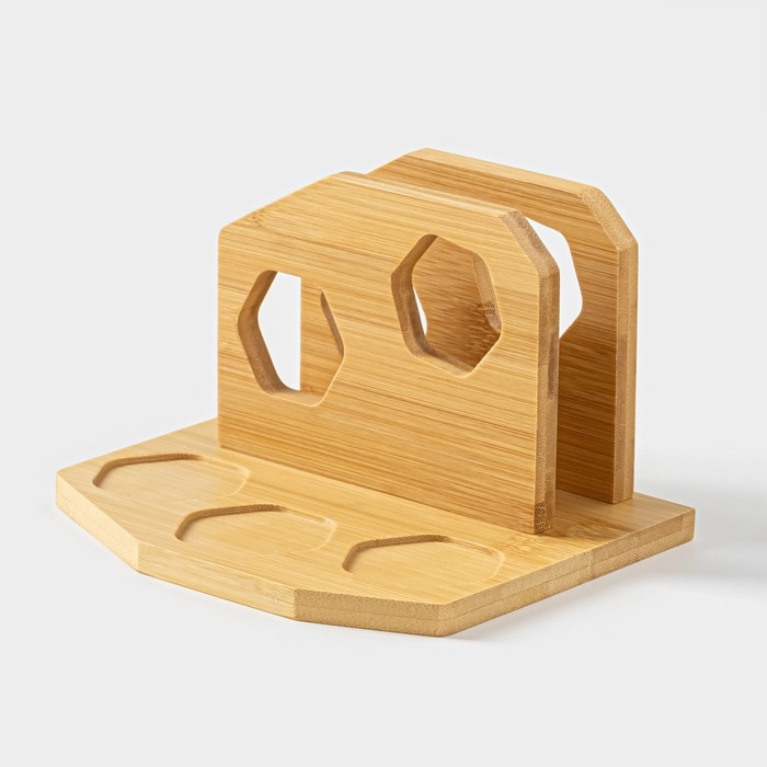 Набор для специй на деревянной подставке BellaTenero, 4 предмета: солонка 75 мл, перечница 75 мл, салфетница, ёмкость для зубочисток, цвет белый Набор для специй на деревянной подставке BellaTenero, 4 предмета: солонка 75 мл, перечница 75 мл, салфетница, ёмкость для зубочисток, цвет белый