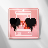 Серьги акрил &laquo;Тающие сердца&raquo;, цвет чёрный в серебре