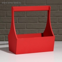 Кашпо деревянное "Виллиан Лонг", с ручкой, красный, 25&times;12,5&times;10(28) см