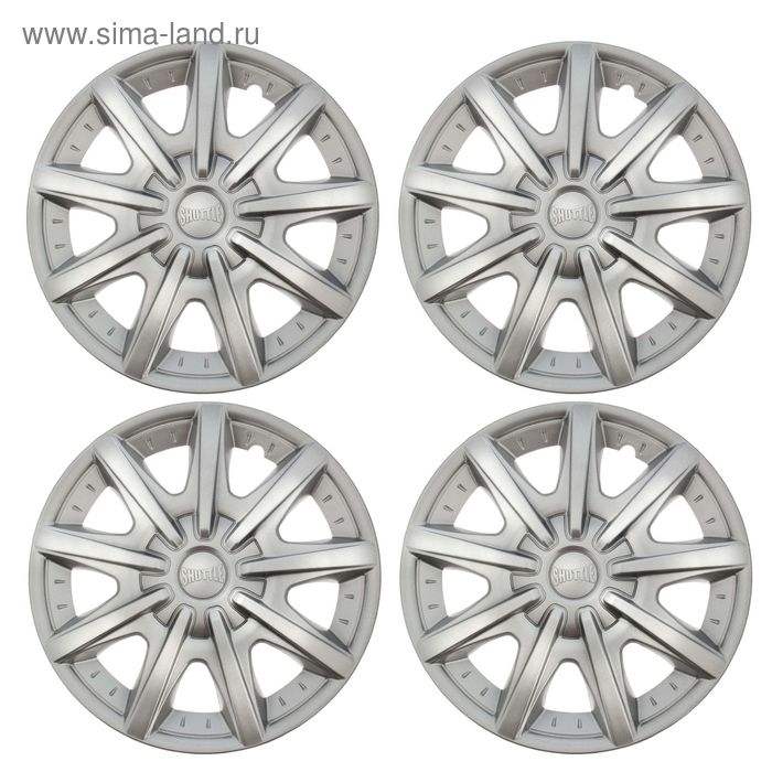 Колпаки колесные R14 Колпаки колесные R14 "ШАТТЛ", серебристый, набор 4 шт