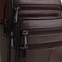 Сумка мужская на молниях, длинный ремень, цвет коричневый Сумка мужская на молниях, длинный ремень, цвет коричневый