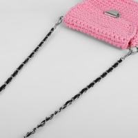 Цепочка с искусственной кожей для сумки, с карабинами, 10 &times; 15 мм, 118 &plusmn; 3 см, цвет серебряный/чёрный