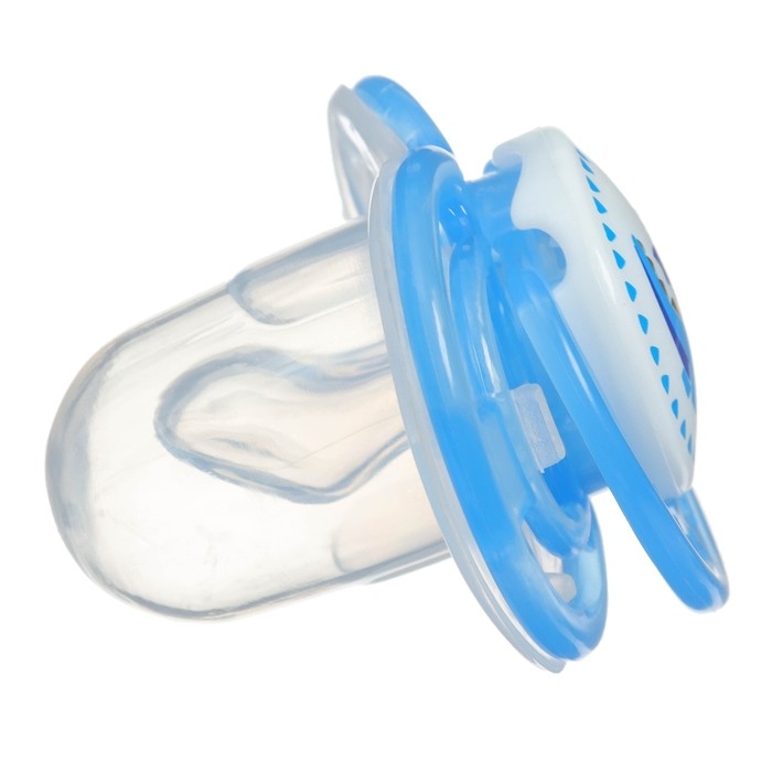 Соска - пустышка силиконовая ортодонтическая &laquo;Дино&raquo;, от 0 мес., с колпачком, цвет голубой