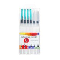 Набор кистей нейлон, каллиграфических, 6 штук, с поршневым механизмом