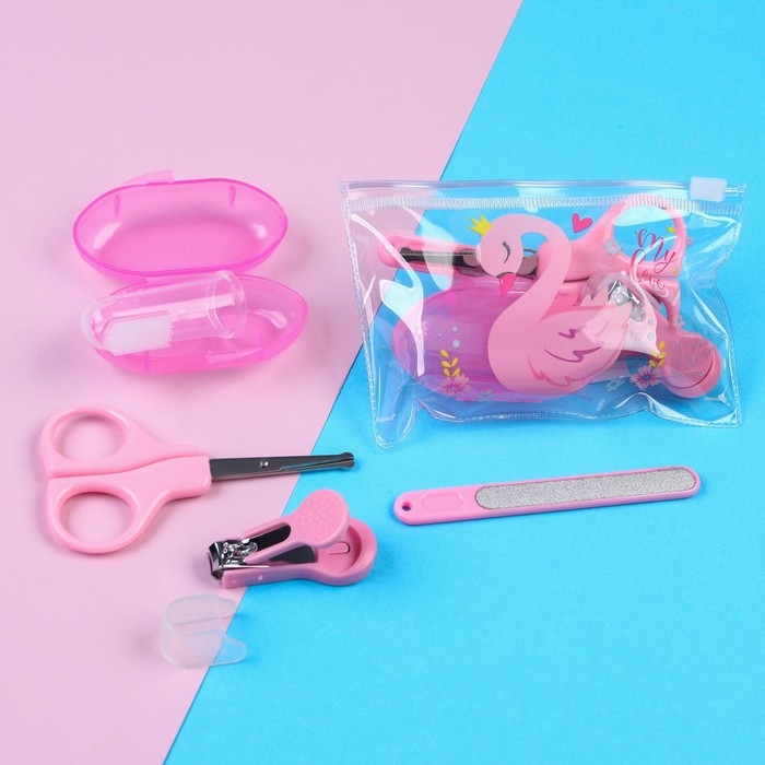 Набор маникюрный детский &laquo;Для Малышки&raquo;, 4 предмета: ножнички, книпсер, пилочка, щётка