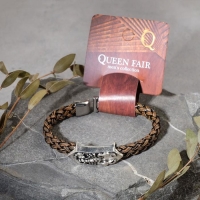 Браслет унисекс &laquo;Стиль&raquo; косичка, скорпион, цвет коричневый с чернёным серебром, 21,5 см