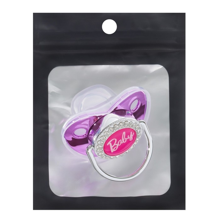 Соска - пустышка силиконовая ортодонтическая &laquo;BABY&raquo;, от 12 мес., с колпачком, цвет розовый/серебро, стразы