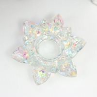 Подсвечник стекло на 1 свечу "Лотос прозрачный с голографией" 5х13,5х13,5 см Подсвечник стекло на 1 свечу "Лотос прозрачный с голографией" 5х13,5х13,5 см