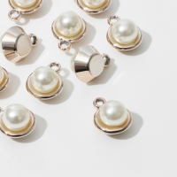 Концевик-подвеска «Жемчуг» шарик 2,1×1,6×1,5 см, (набор10 шт.), цвет белый в золоте Концевик-подвеска «Жемчуг» шарик 2,1×1,6×1,5 см, (набор10 шт.), цвет белый в золоте