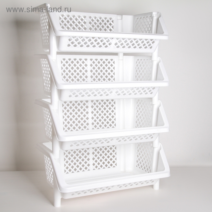 Этажерка напольная 4-х секционная &laquo;Универсал&raquo;, цвет белый
