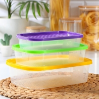 Набор пищевых контейнеров &laquo;BioFresh&raquo;, 3 шт: 500 мл, 1 л, 1.6 л, цвет прозрачный, крышки МИКС