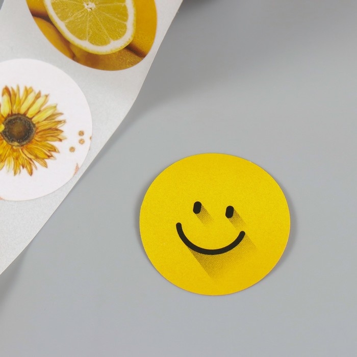 Наклейка бумага "Жёлтые" d=2,5 см 252 шт в рулоне