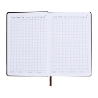 Ежедневник недатированный, А5, 140л, клетка, обл.кожзам, Серый