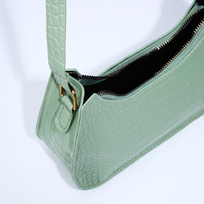 Сумка-багет на молнии, цвет зелёный Сумка-багет на молнии, цвет зелёный