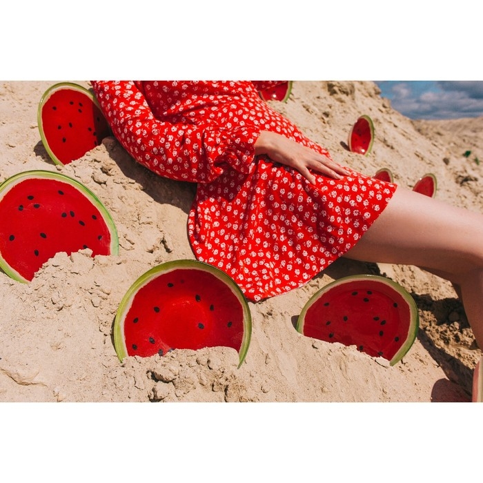 Блюдо сервировочное стеклянное овальное Доляна &laquo;Сладкий арбуз&raquo;, 24,5&times;15 см, цвет красный