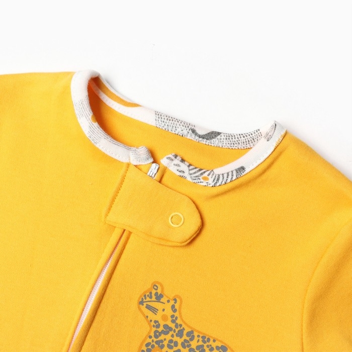 Комбинезон детский (3 шт.), цвет оранжевый/леопард/белый, рост 74 см