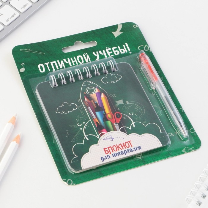 Канцелярский набор блокнот 48 листов + ручка &laquo;Отличной учёбы&raquo;, 13,5 см х 15 см.