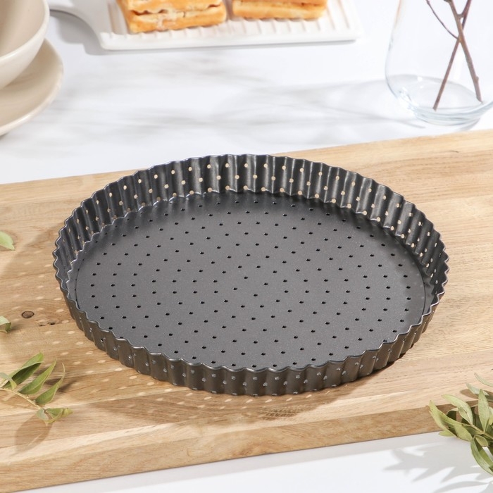 Форма для выпечки Доляна Galaxy перфорированная, 24&times;3 см, съёмное дно, антипригарное покрытие, цвет чёрный