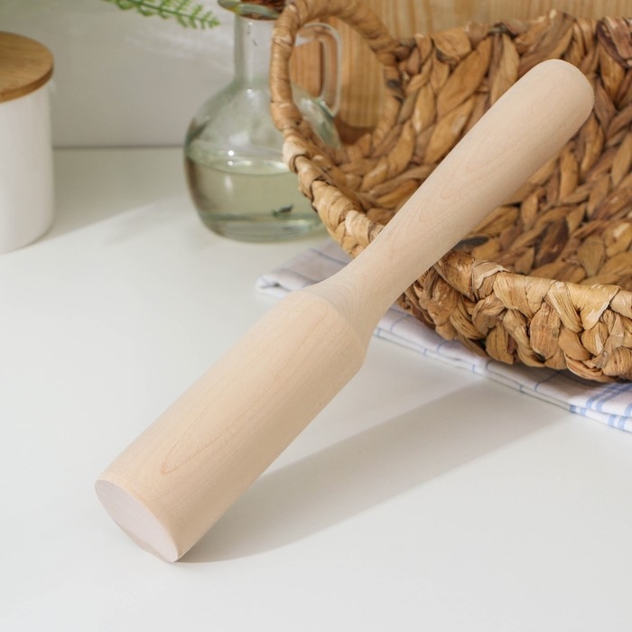 Картофелемялка-толкушка Доляна, 26&times;4.3 см, берёза