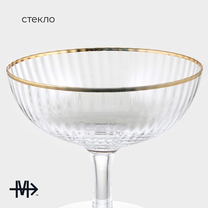 Бокал для коктейлей стеклянный Magistro &laquo;Орион&raquo;, 350 мл, 11,1&times;12,5 см, с золотой отводкой