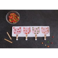 Форма для мороженого &laquo;Коты&raquo;, силикон, 38&times;14,5&times;2,5 см, 4 ячейки, цвет белый