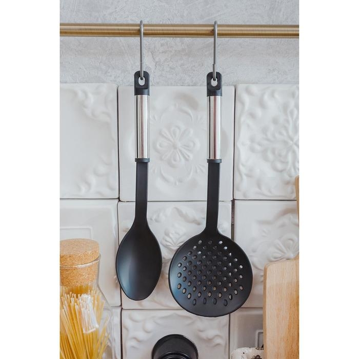 Набор кухонных принадлежностей Доляна «Антрацитовый блеск», 5 предметов, цвет чёрный Набор кухонных принадлежностей Доляна «Антрацитовый блеск», 5 предметов, цвет чёрный