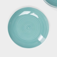 Набор фарфоровых тарелок Доляна &laquo;Палитра&raquo;, 6 предметов, d=19 см, цвет бирюзовый