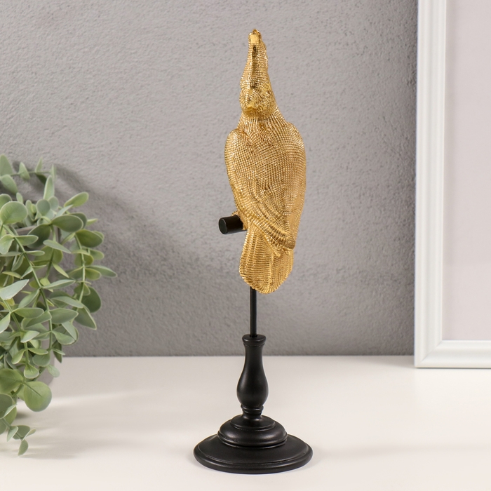 Сувенир полистоун 3D "Какаду на жёрдочке" золото 7,5х7,5х28 см