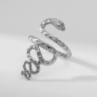 Новый год! Символ года 2025! Кольцо металл &laquo;Змея&raquo; извилистая, цвет серебро, размер 17