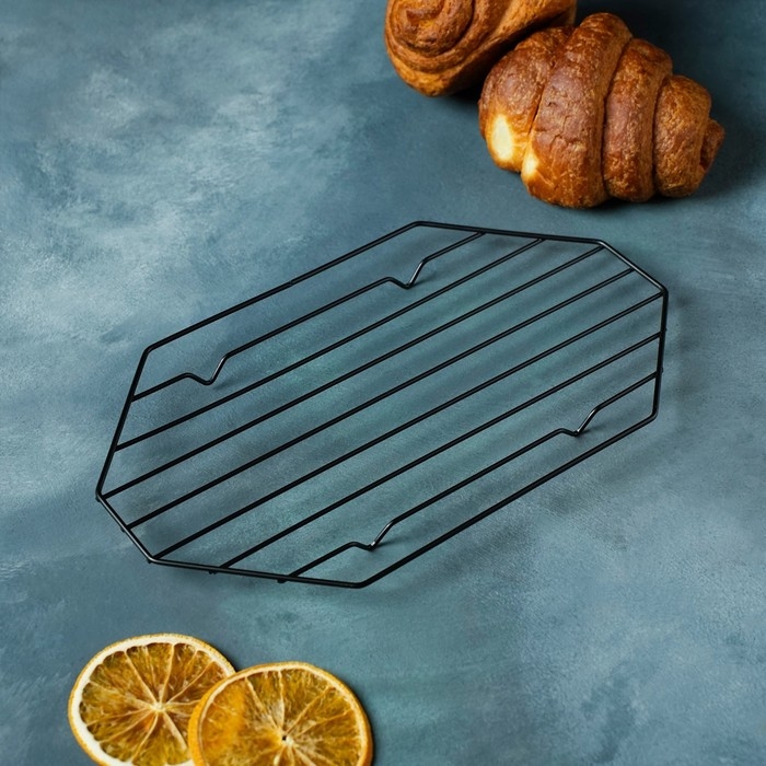 Решётка для глазирования и остывания кондитерских изделий KONFINETTA &laquo;Октаэдр&raquo;, 25&times;15&times;1,8 см, цвет чёрный