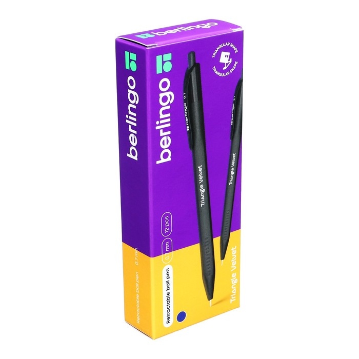 Ручка шариковая автомат Berlingo Triangle Velvet (NEW) трехгран. корпус син 0,7мм